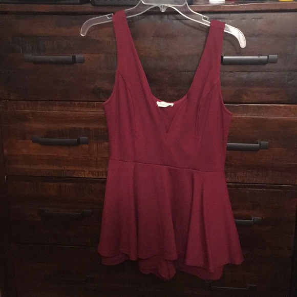 Burgundy Sugarcloth Romper - Picture 1 of 2